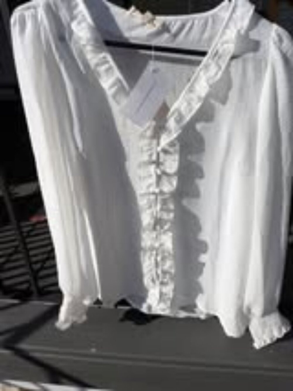 White Long Sleeve Crinkle Top
